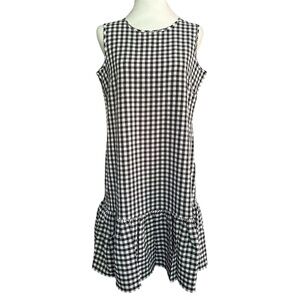Tommy Hilfiger Black and White Gingham Midi Dress New